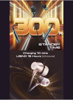 Faster Sports Neckband In-Ear Wireless Earphones - Noise Canceling Headphones with Mic - Deep Bass, Active Noise Cancellation, Magnetic Buds, Fast Charging, and Voice Assistant - Earbuds Perfect for Sports, Gaming, Call, Music (White)  - Image 3