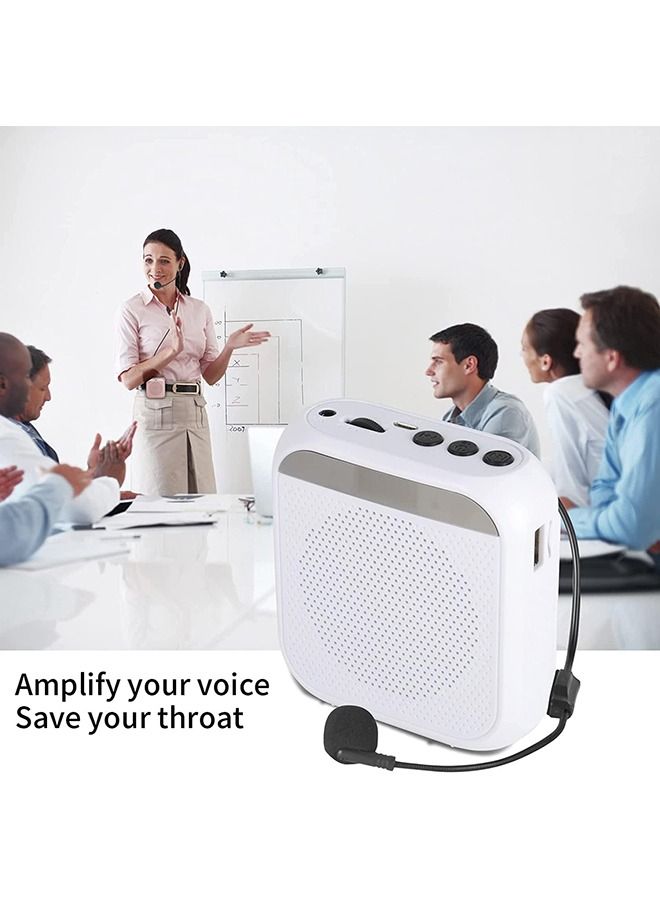 Voice Amplifier with Wired Microphone Headset, Portable Rechargeable PA System Speaker Personal Microphone Speech Amplifier, Loudspeaker for Teachers, Tour Guides/Coaches Metting/Yoga/Fitness (White)  - Image 3