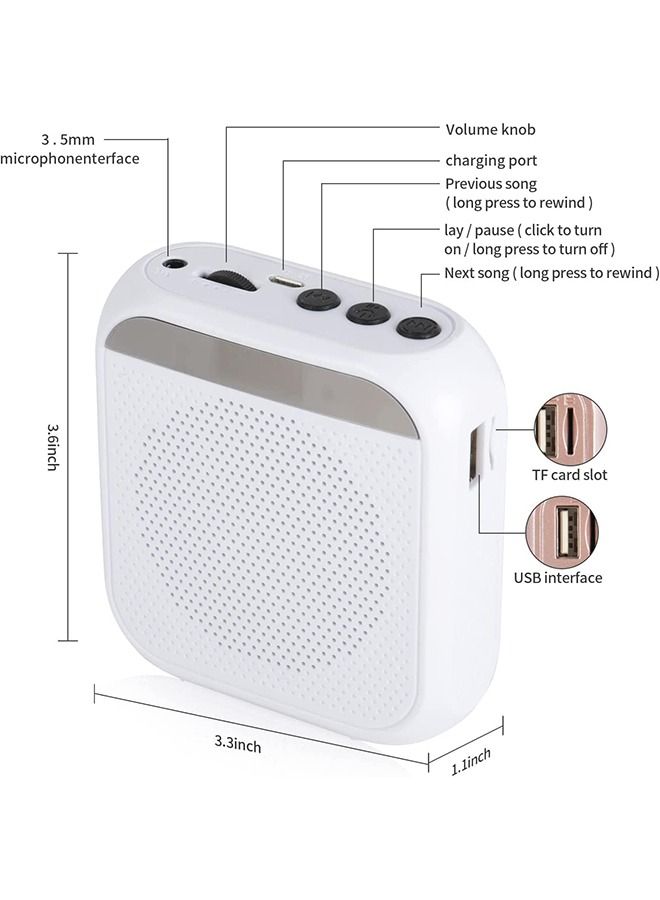 Voice Amplifier with Wired Microphone Headset, Portable Rechargeable PA System Speaker Personal Microphone Speech Amplifier, Loudspeaker for Teachers, Tour Guides/Coaches Metting/Yoga/Fitness (White)  - Image 4