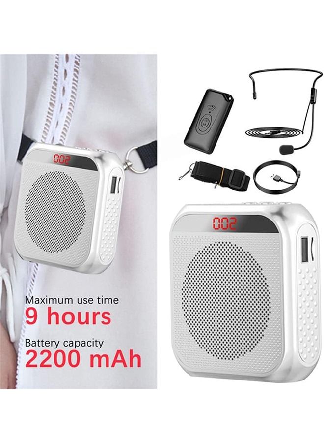 Voice Amplifier with Wired Microphone Headset, Portable Rechargeable PA System Speaker Personal Microphone Speech Amplifier, Loudspeaker for Teachers, Tour Guides/Coaches Metting/Yoga/Fitness (White)  - Image 5