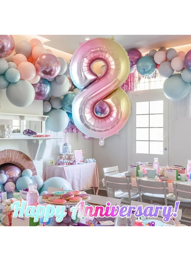 8 Gradient Number Balloon, 40 Inch Big Large Foil Number Balloons, Jumbo Mylar Balloons for Birthday Party Decorations Supplies Anniversary Celebration - Image 5