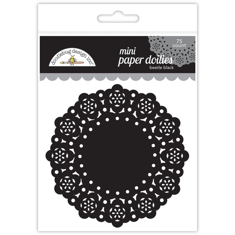 DOODLEBUG Mini Doilies 75 Pack Beetle Black Large