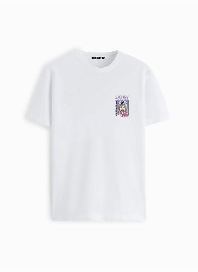 LOUD UNIVERSE - JoJo's Bizarre Adventure White Tshirt JoJo's Bizarre Adventure White Tee Tusk Tee Johnny Joestar Jonathan Joestar-Anime - Image 1