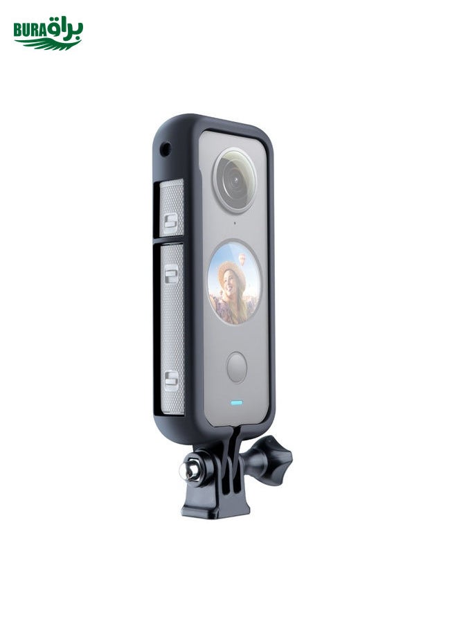 BURAQ PC Plastic Protective Frame Mount Cage with Tripod Base Adapter for Insta360 One X2(Black)  - Image 1
