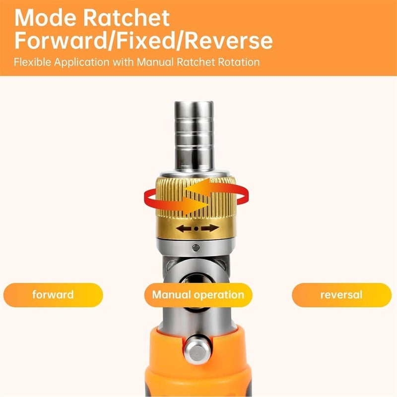 Ratchet Wrench, Ratcheting Screwdriver Set with Alloy Bits, 180° Rotatable Head, Dual-Direction, Multi-Angle Adjustment, Ergonomic Design, Orange - Image 4