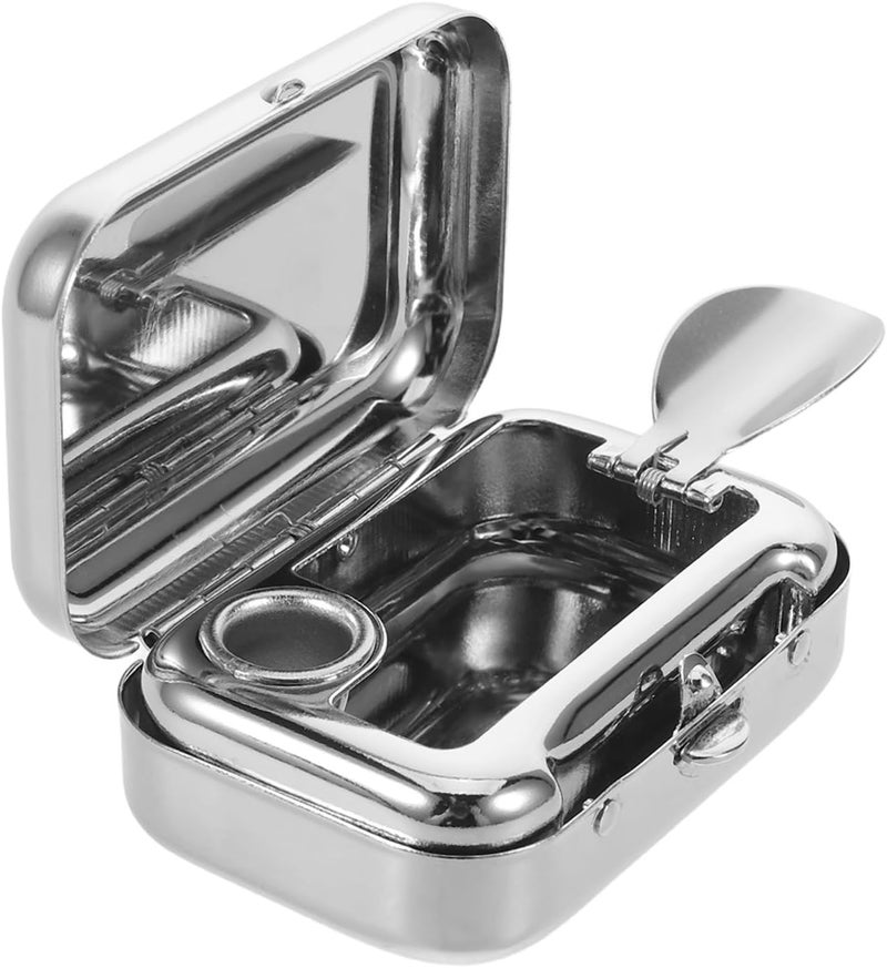 Ciieeo Portable Metal Ashtray with Lid, Travel Smoking Receptacle for Outdoor Camping, Car, Office, and Home Use, Square Compact Design with Orange Surface - Image 1