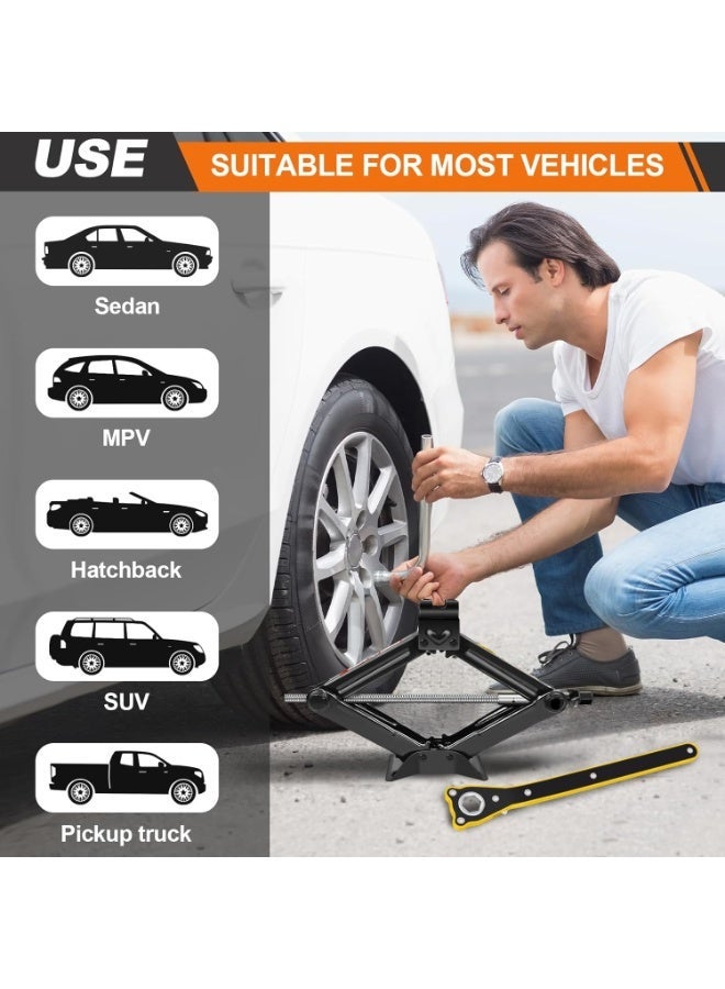 Heavy-duty 2-ton scissor lift tire changing kit with telescopic wheel wrench and 4 suitable socket sizes for emergencies and roadside maintenance - Image 4