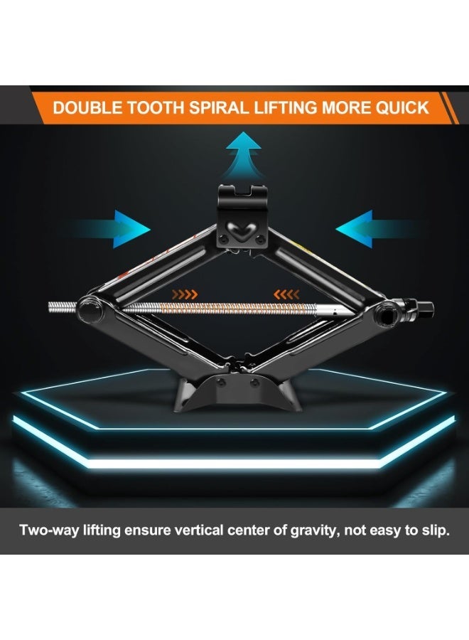 Heavy-duty 2-ton scissor lift tire changing kit with telescopic wheel wrench and 4 suitable socket sizes for emergencies and roadside maintenance - Image 3