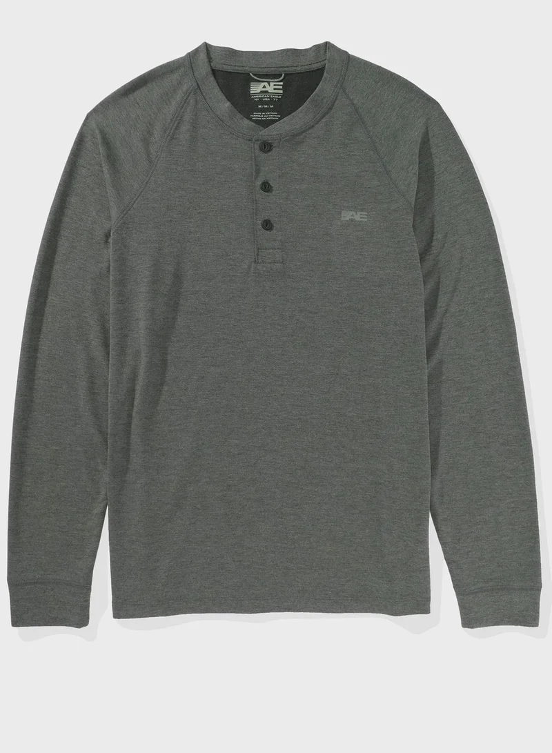 امريكان ايجل Logo Henley Sweatshirts