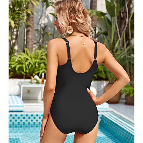 TcIFE Women's One Piece Swimsuit Ruched Tummy Control Square Neck Bathing Suits - Image 3