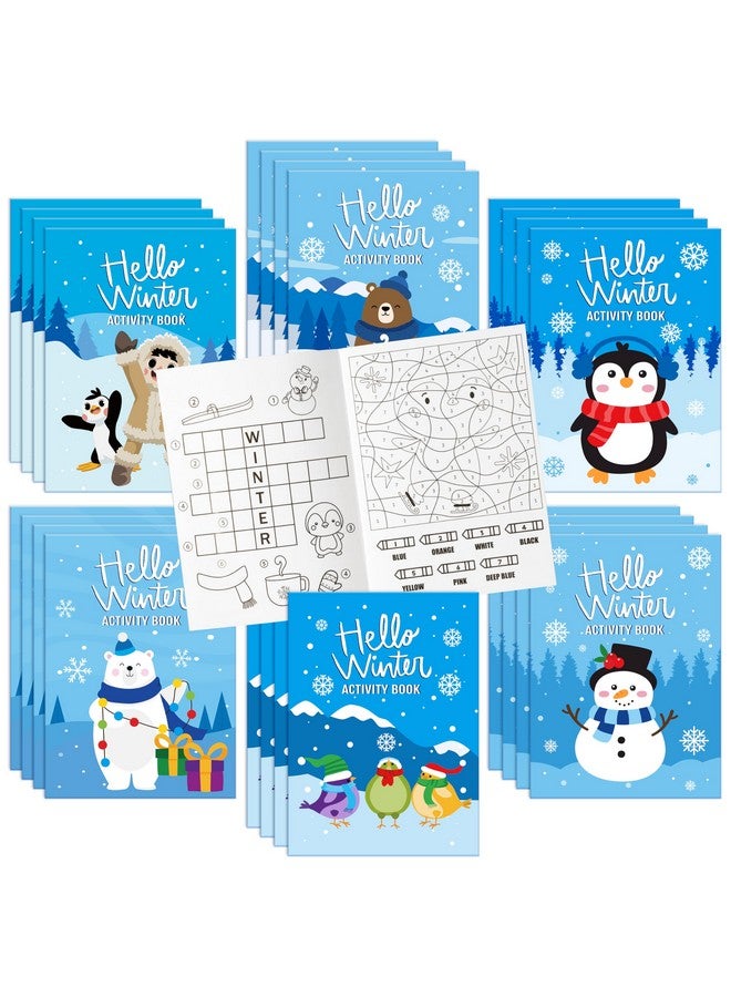 ANGOLIO 24Pcs Hello Winter Activity Coloring Books Including Snow Snowman Polar Bear Penguin DIY Art Drawing Patterns Learn Math Party Favors Christmas Gifts Home Classroom Activity Supplies for Kids - Image 1