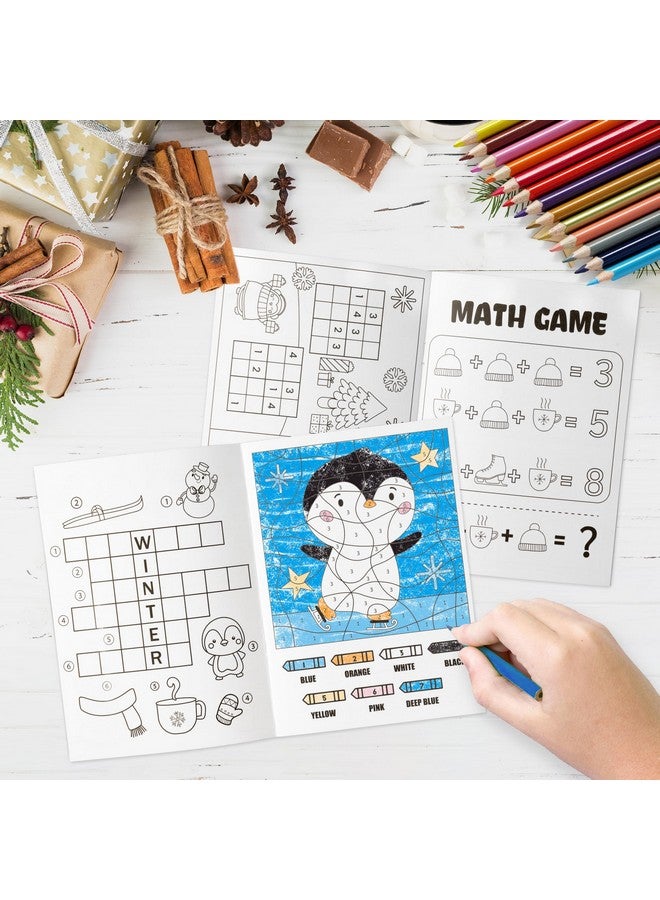 ANGOLIO 24Pcs Hello Winter Activity Coloring Books Including Snow Snowman Polar Bear Penguin DIY Art Drawing Patterns Learn Math Party Favors Christmas Gifts Home Classroom Activity Supplies for Kids - Image 4