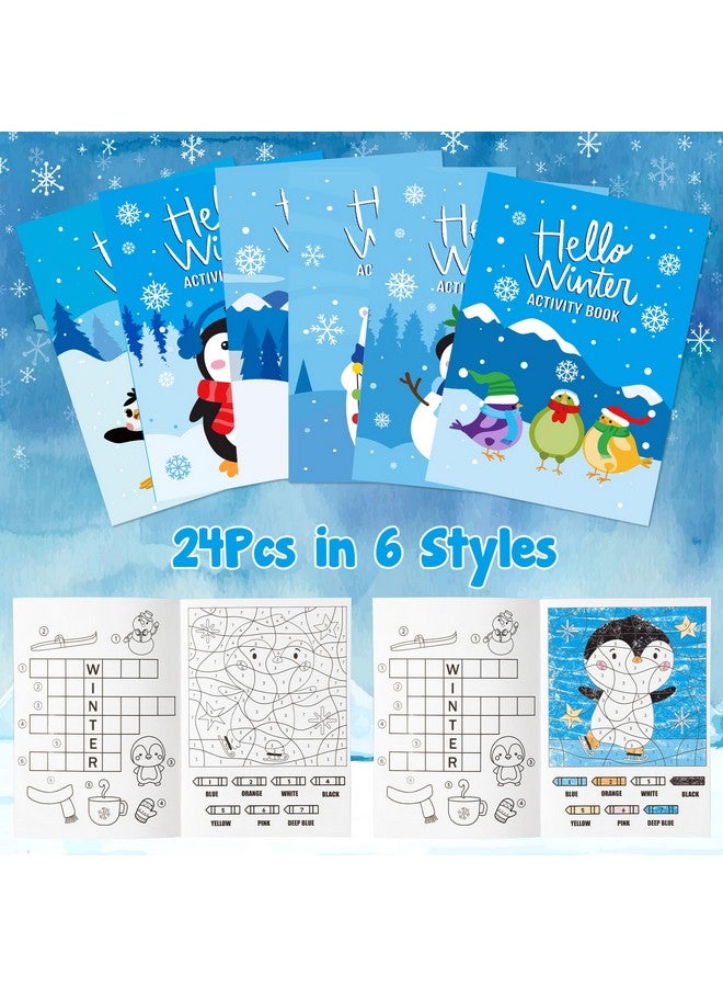 ANGOLIO 24Pcs Hello Winter Activity Coloring Books Including Snow Snowman Polar Bear Penguin DIY Art Drawing Patterns Learn Math Party Favors Christmas Gifts Home Classroom Activity Supplies for Kids - Image 3