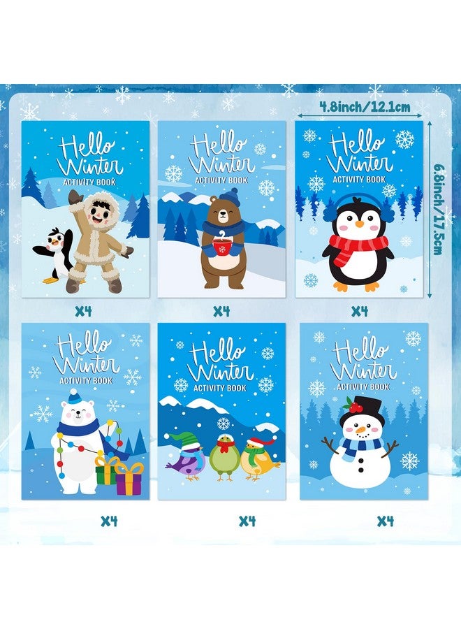 ANGOLIO 24Pcs Hello Winter Activity Coloring Books Including Snow Snowman Polar Bear Penguin DIY Art Drawing Patterns Learn Math Party Favors Christmas Gifts Home Classroom Activity Supplies for Kids - Image 2