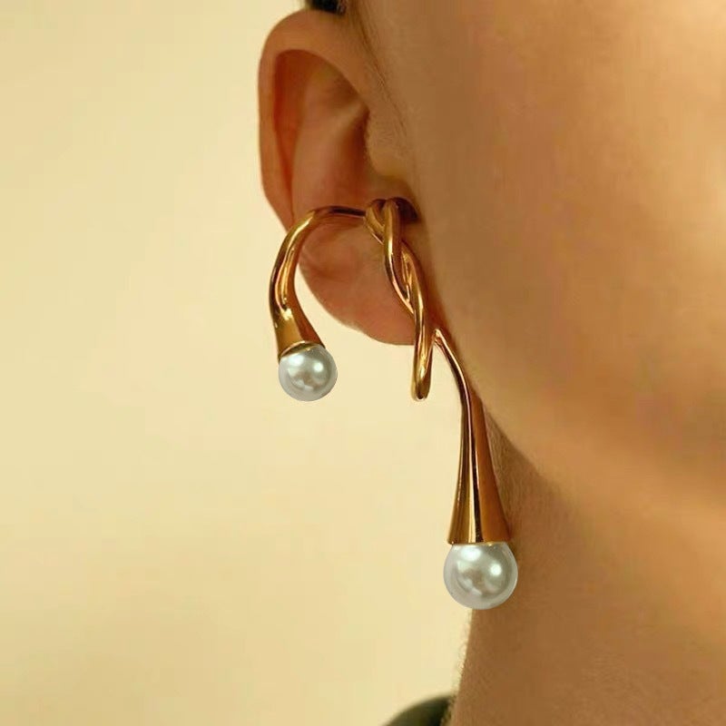 ofeankri European and American Style Irregular Pearl Ear Clips for Women - Minimalist Earrings for Non-Pierced Ears - Image 2