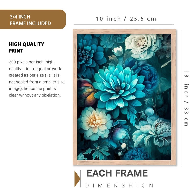 walllane Painting for Wall Decoration Floral Painting for Living Room Bedroom Office Room Decor Premium Digital Paintings with Frame for Home Decoration Pack of 6 10x13 inch C - Image 2