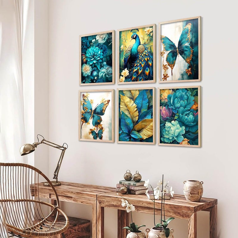walllane Painting for Wall Decoration Floral Painting for Living Room Bedroom Office Room Decor Premium Digital Paintings with Frame for Home Decoration Pack of 6 10x13 inch C - Image 3