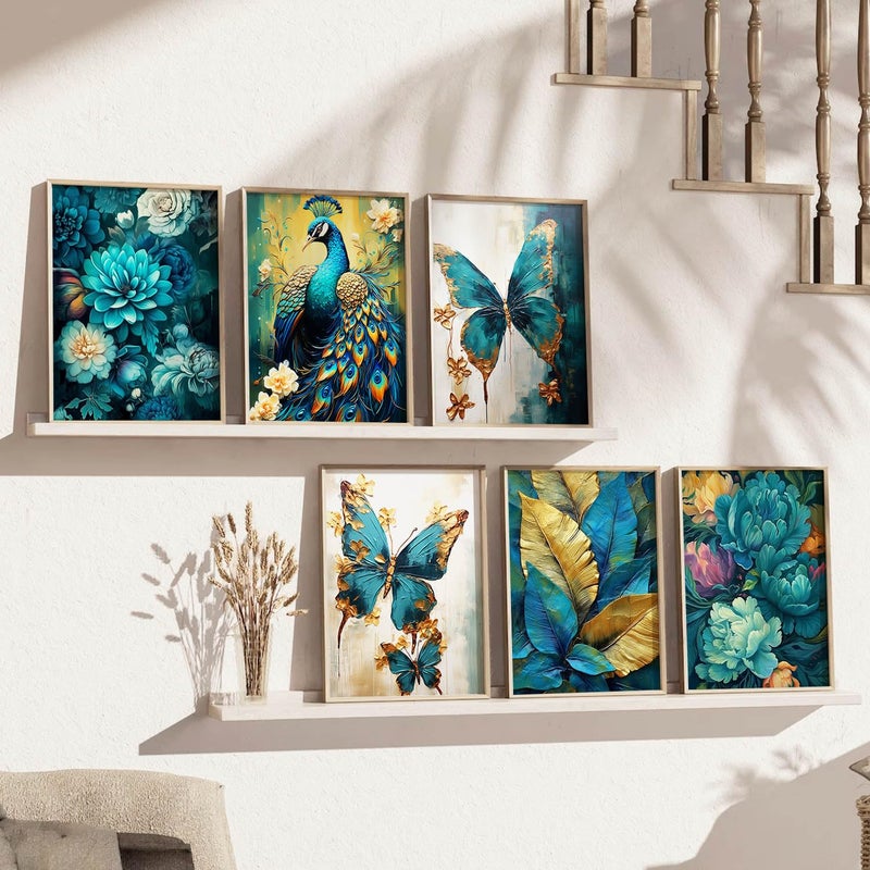 walllane Painting for Wall Decoration Floral Painting for Living Room Bedroom Office Room Decor Premium Digital Paintings with Frame for Home Decoration Pack of 6 10x13 inch C - Image 5