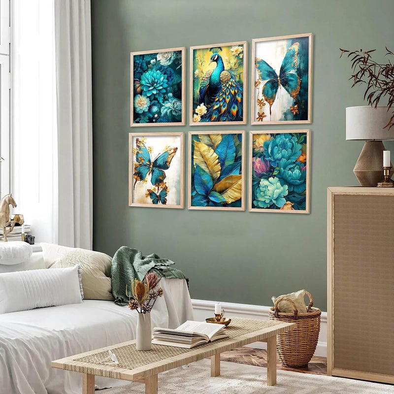 walllane Painting for Wall Decoration Floral Painting for Living Room Bedroom Office Room Decor Premium Digital Paintings with Frame for Home Decoration Pack of 6 10x13 inch C - Image 4