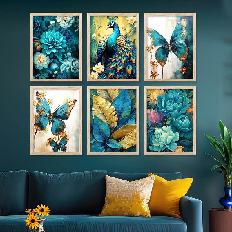 walllane Painting for Wall Decoration Floral Painting for Living Room Bedroom Office Room Decor Premium Digital Paintings with Frame for Home Decoration Pack of 6 10x13 inch C - Image 1