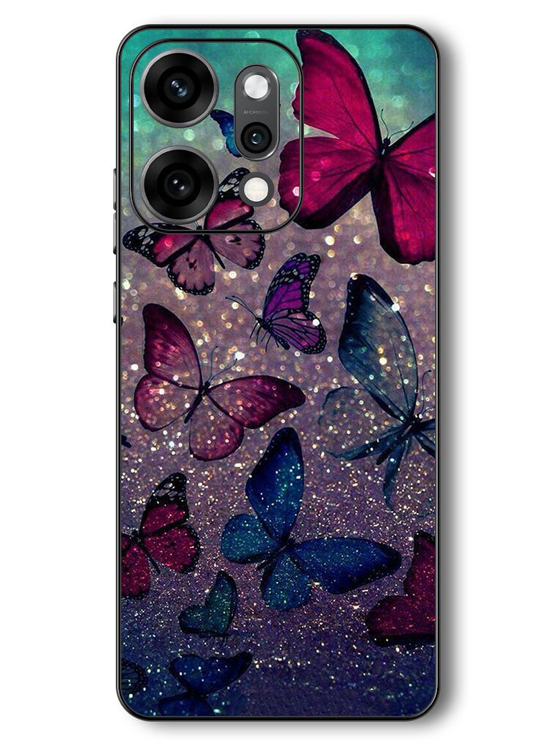 Theodor Case Compatible with Oppo Reno 14 Pro 6.83 Inch Protection Shockproof Bumper Cover Glitters Butterflies - Image 1