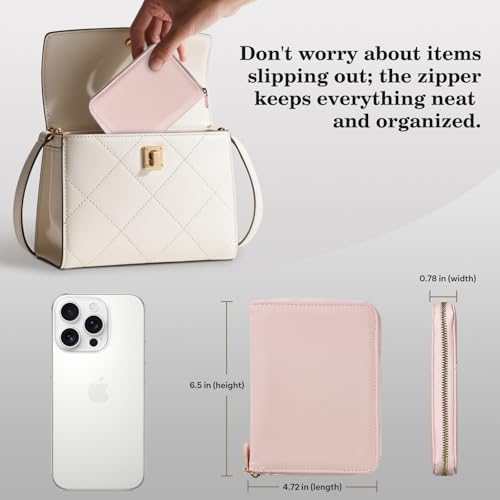 CoBak Passport Holder Cover with Safe Zipper Closure, Premium Passport Wallet for Travel, RFID Blocking Card Case, Waterproof Travel Accessories for Women, Pebbled Pink - Image 5