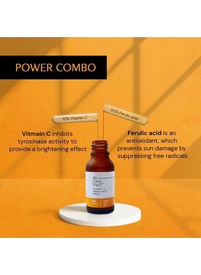 Deconstruct 10% Non Irritating Vitamin C Face Serum For Glowing Skin|10% Vitamin C + 0.5% Ferulic Acid|Water Based Serum Highly Stable Vitamin C Face Serum For Women And Men|Beginner Friendly|20 Ml  - Image 3