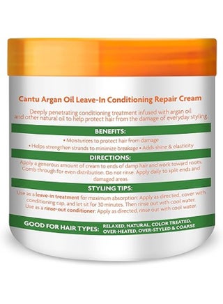 Cantu Argan Oil Leave-In Conditioning Repair Cream 453 g - Argan Oil & Shea Butter Formula Deeply Conditions & Protects from Heat, Gentle on Relaxed, Texturized & Natural Hair 453grams - view 2