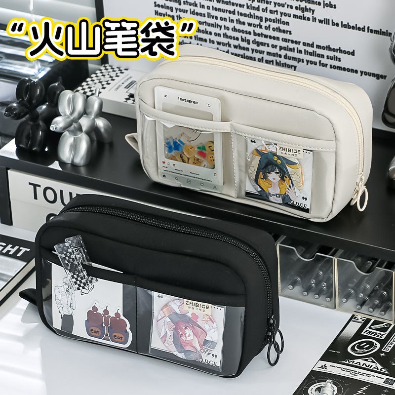 Volcano Large Capacity Transparent Pencil Case – Fabric Stationery Box for Students - Image 4