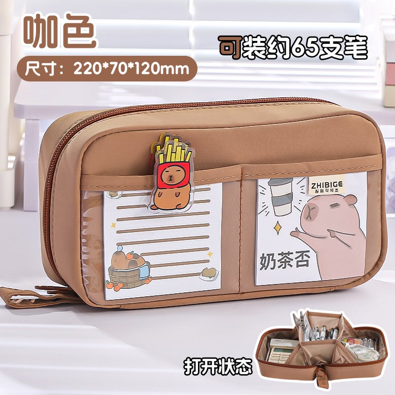 Volcano Large Capacity Transparent Pencil Case – Fabric Stationery Box for Students - Image 1