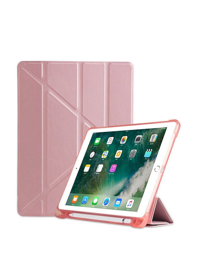 NIBEMINENT Protective Case Cover With Wallet Card Slot For Apple iPad 9.7 (2018) / inch (2017) Pink