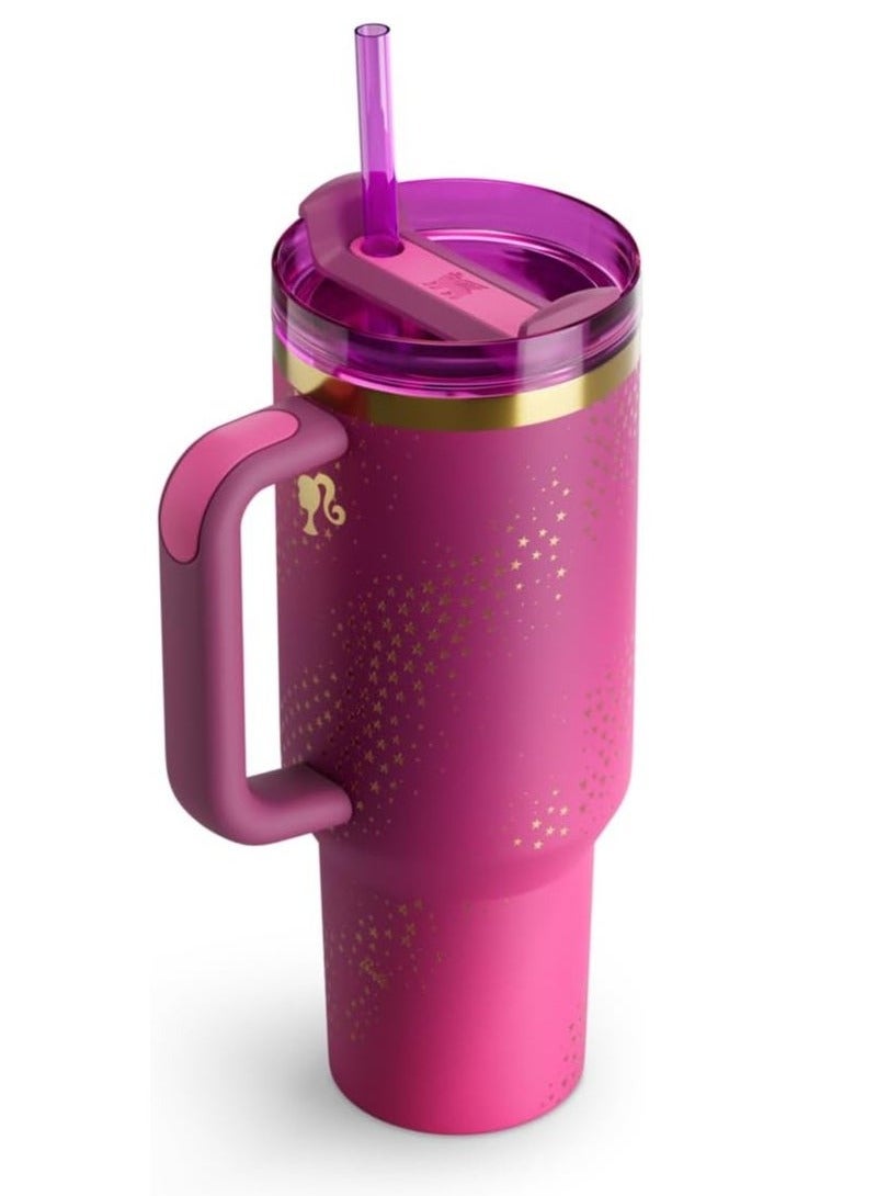 Stanley Barbie x Stanley ’70s Superstar Quencher 40 OZ | Limited Edition Stainless Steel Tumbler with Groovy Glitter Finish, Leak-Resistant Lid, Reusable Straw & Carry Handle | BPA-Free, Eco-Friendly, Double-Wall Vacuum Insulated | Keeps Drinks Cold for 11 Hours, Hot for 7 Hours | Collector’s Gift Packaging | Iconic Retro Hydration for Lifestyle  - Image 2