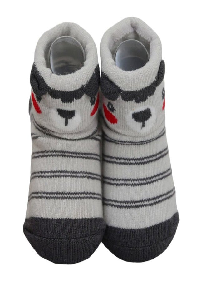 Yellow Bee Cow Print Anti-Skid Socks for Boys- Pack of 2, Blue and Grey, 6-12 Months - Image 3