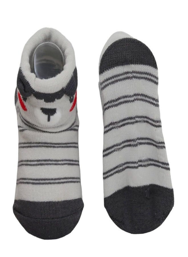 Yellow Bee Cow Print Anti-Skid Socks for Boys- Pack of 2, Blue and Grey, 6-12 Months - Image 4