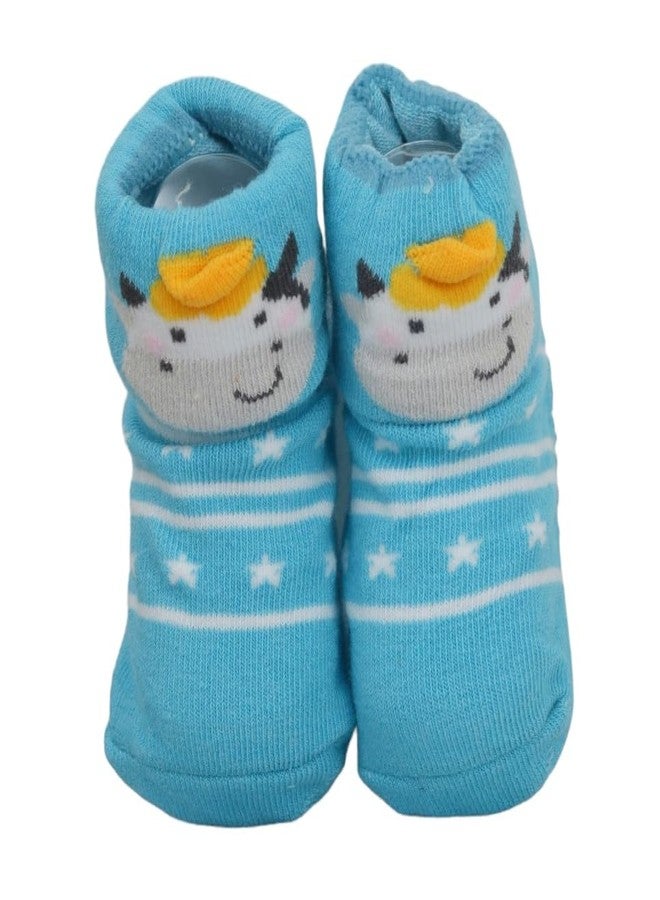 Yellow Bee Cow Print Anti-Skid Socks for Boys- Pack of 2, Blue and Grey, 6-12 Months - Image 5