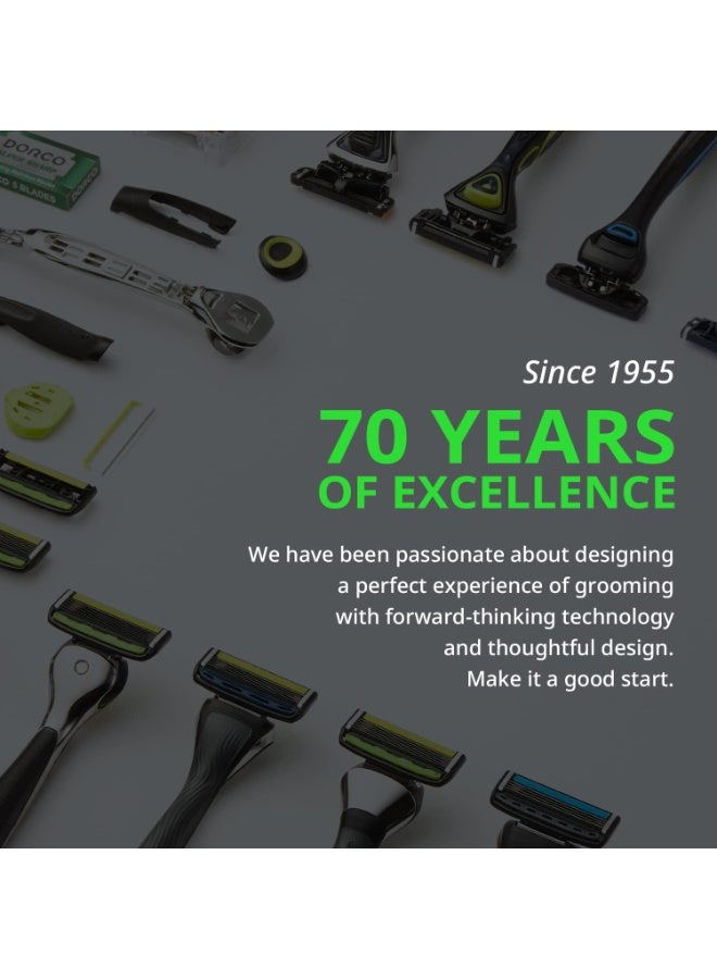 DORCO Pace 6 Pro 6-Blade System Razor - 1 Handle + 2 Heads - Image 4