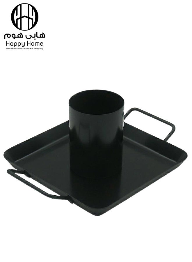 هابي هوم صينية شواء وتحمير الدجاج والديك الرومي بأسطوانة عمودية من المعدن – مثالية للباربكيو أو الفرن لتحضير دجاجة مشوية متساوية الطهي ومليئة بالعصارة – أدوات واكسسوارات شواء، مقاس 18×18سم - Image 2