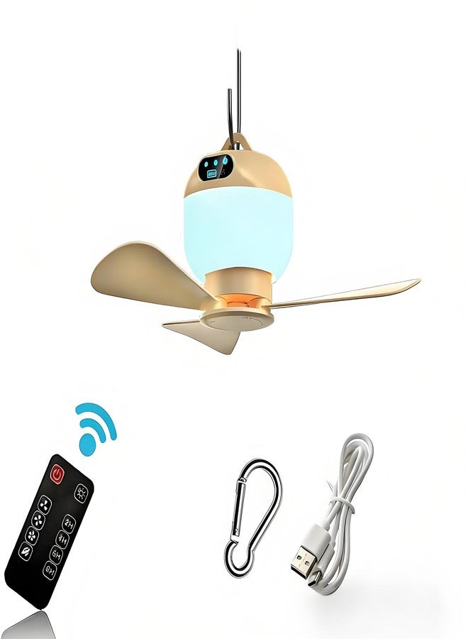 Negxi Tent Ceiling Fan with Light & Remote RV Camping Fan USB Rechargeable - Image 1