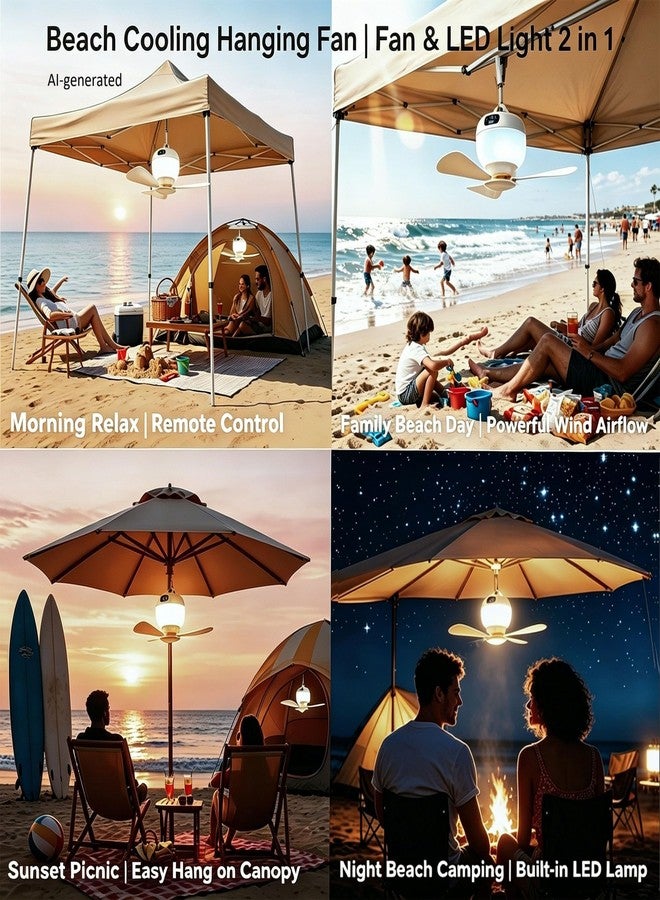 Negxi Tent Ceiling Fan with Light & Remote RV Camping Fan USB Rechargeable - Image 4