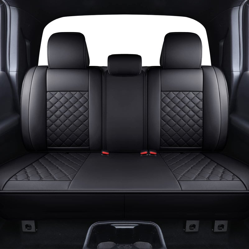 Tomatoman Tacoma Seat Covers Customized for 20052025 Sport Extended SR V6 Pickup Truck Waterproof Faux Leather Car CushionsRear Seat Black