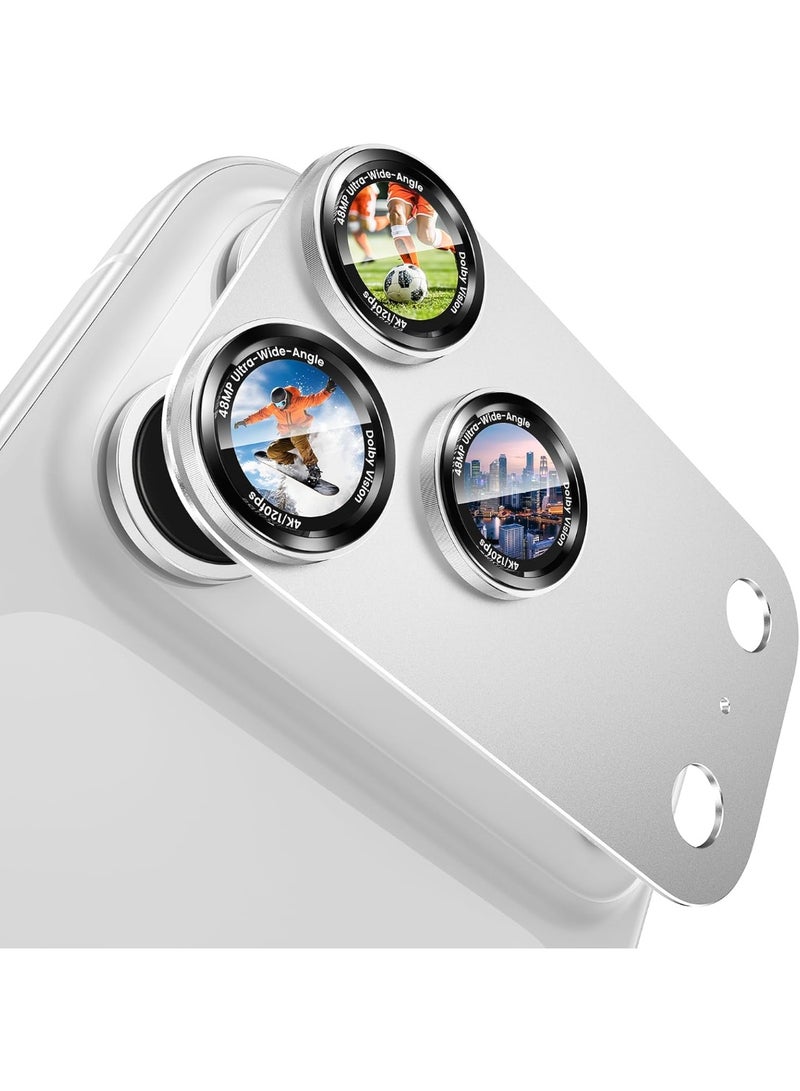 Glass ompatible for iPhone 17 Pro Max Camera Lens Protector  1-Pack Aluminum Alloy Metal Cover with HD Tempered Glass, Pro Camera Style, Shatter-Resistant, Scratch-Proof, Case Friendly silver - Image 1
