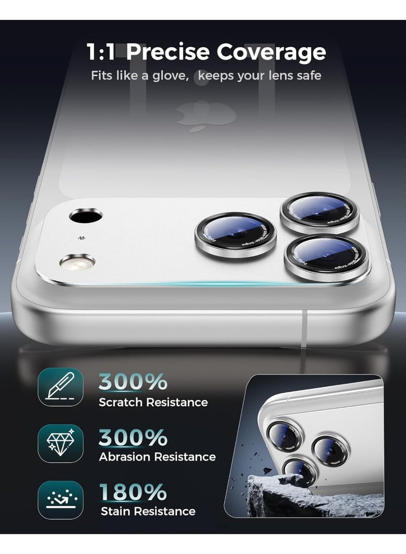 Glass ompatible for iPhone 17 Pro Max Camera Lens Protector  1-Pack Aluminum Alloy Metal Cover with HD Tempered Glass, Pro Camera Style, Shatter-Resistant, Scratch-Proof, Case Friendly silver - Image 4