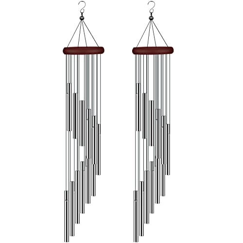 tujol 2 Pack Wind Chimes for Outside, Sympathy Wind Chimes Outdoor Clearance with 12 Aluminum Alloy Tubes and Hook, Memorial Wind Chime Gift Decoration for Home, Patio, Garden, Outdoor - Image 1