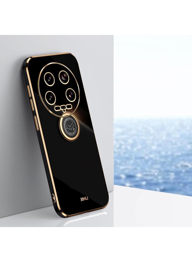 Case For Xiaomi 14 Ultra 5G Straight Edge 6D Electroplate TPU Phone Case with Ring Holder
