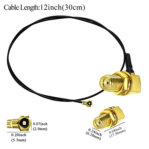 TUOLNK SMA to U.FL IPX Pigtail WiFi Antenna Extension Cable - Right Angle SMA Female, 12 inch (30cm), 5 pcs - Image 2