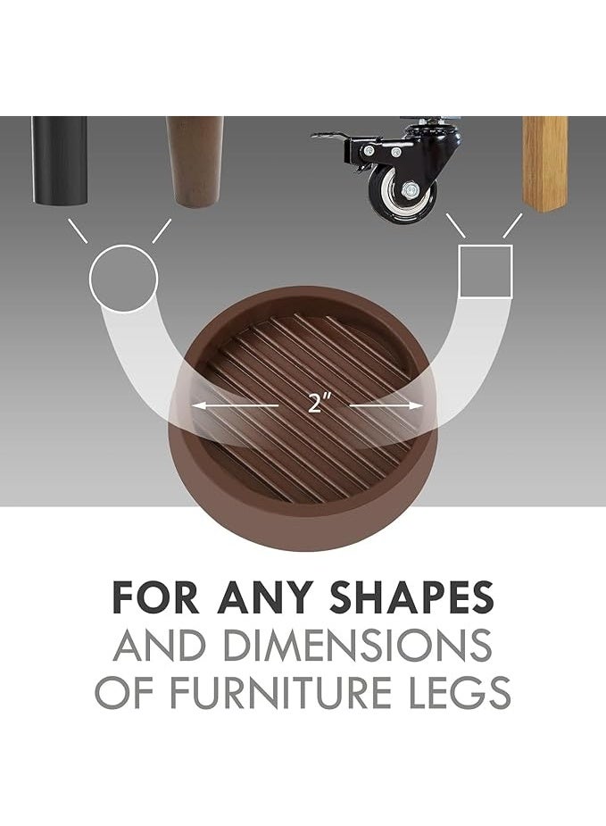 4 Pack 2X2 Inches Caster Cups, Round Rubber Furniture Cups with Anti-Sliding Floor Grip, Non Slip Furniture Pads, Floor Protectors, for Couch, Chair, Feet, and Bed Stoppers - Image 2