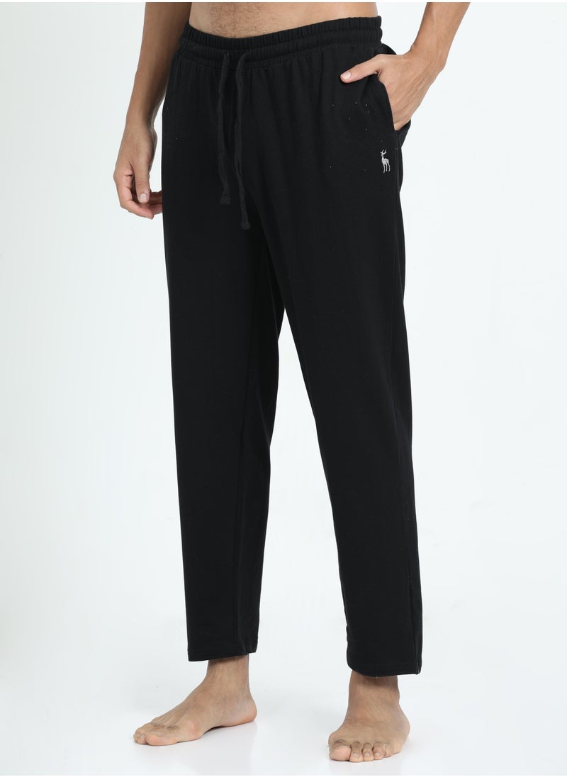 victor and jane - Men's Cotton Pyjama Sets with Round Neck T-shirt in Grey and Black long pants - Image 1