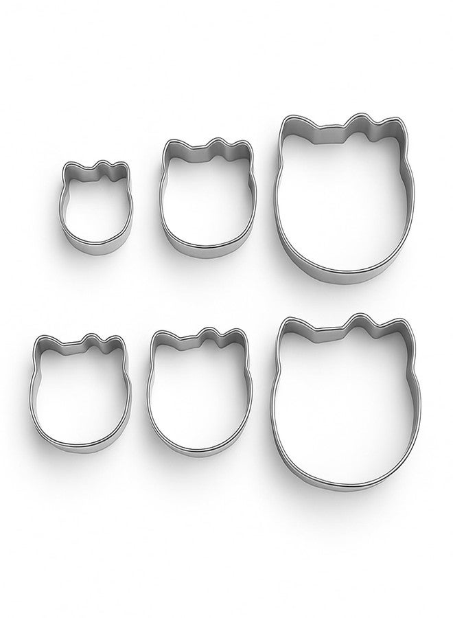 O'Creme Stainless Steel Hello Kitty Cookie Cutters 1-3/8, 1-3/4, 2-1/8, 2-5/8, 2-7/8 and 3-3/8 Inch - Image 1