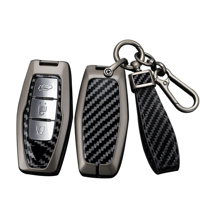 ontto Carbon Pattern Key Fob Cover Fit for Mitsubishi Outlander 2022 2023 2024 2025Car Key Case Solid Metal Key HolderAntiscratched Key Housing Full ProtectionBlack