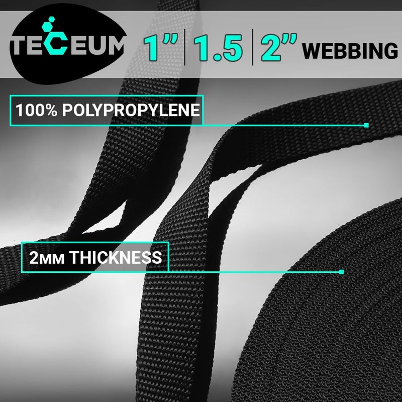 TECEUM 1 Inch Webbing â€“ Black â€“ 10 Yards â€“ 1â€ Webbing for Climbing Outdoors Indoors Crafting DIY - Image 2